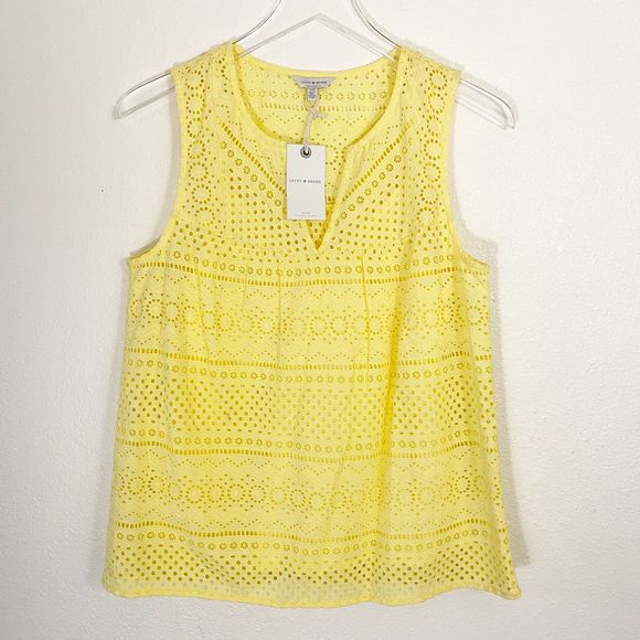 Lucky Brand Yellow Eyelet Sleeveless Top - Picture 1 of 9